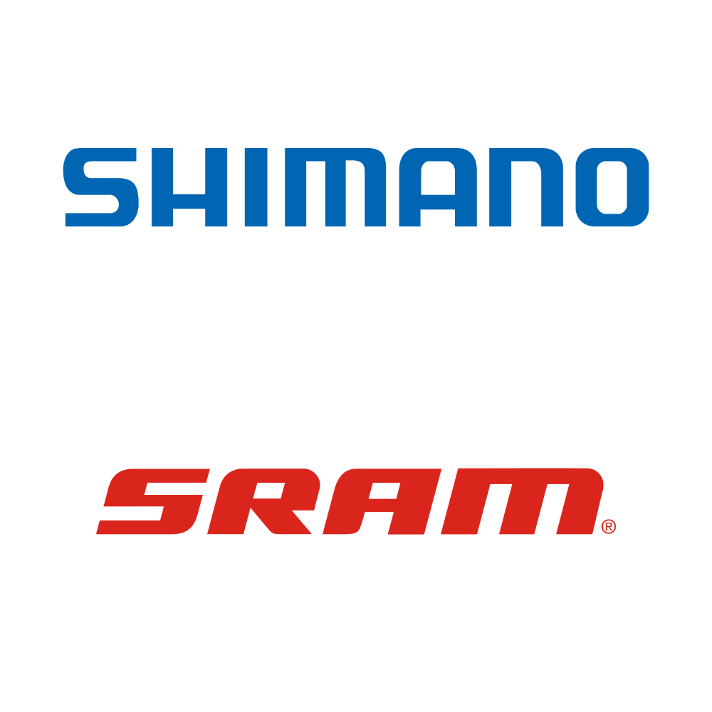 Shimano logo; SRAM logo